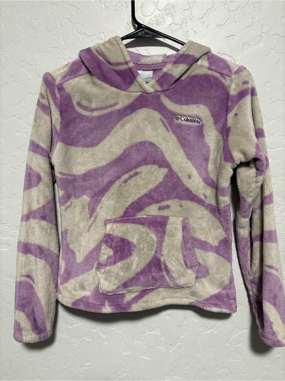 Columbia Purple & Cream Fleece Hooded Pullover